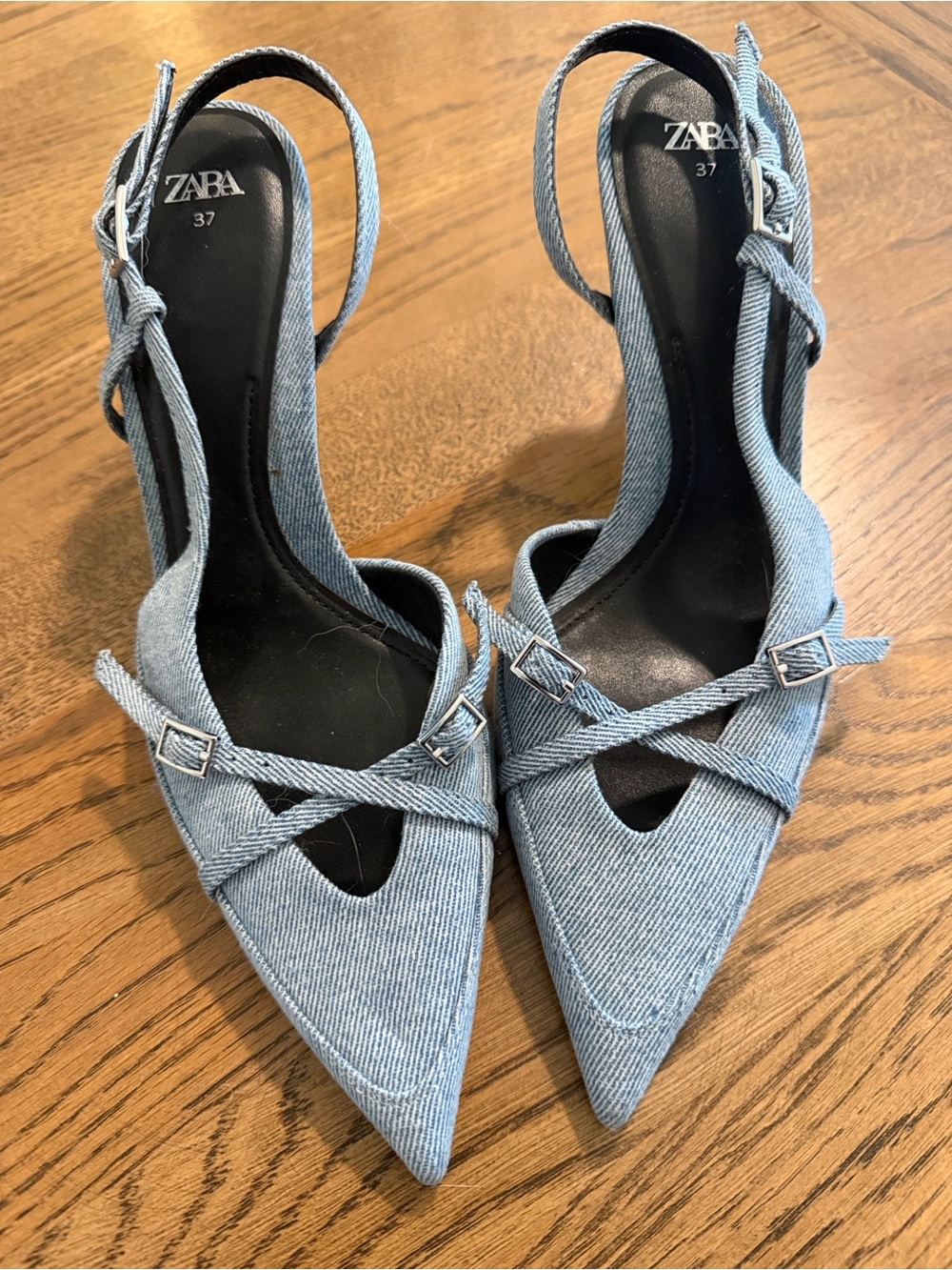 Zara denim sling back heel